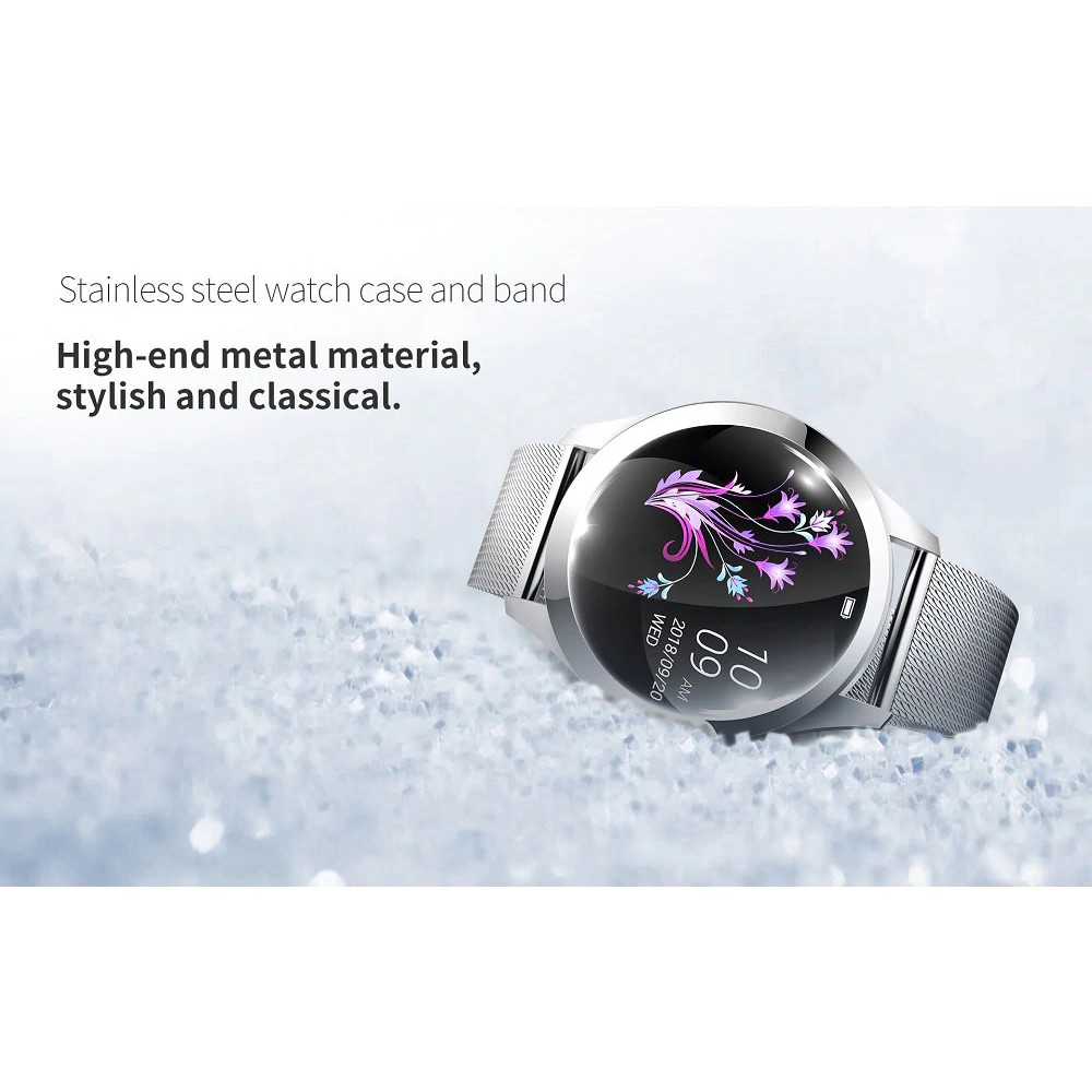 KINGWEAR KW10 - IP68 Smart Watch for Female with Steel Strap - Silver (Ladies Watch w/ Steel Strap)