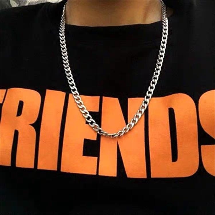 19114Simple and stylish titanium steel chain necklace，Trend hiphop street hip hop accessories