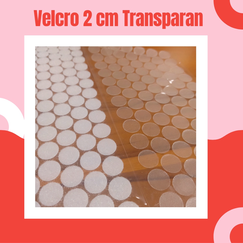 

TERMURAH!! 100pasang - 2cm velcro/perekat bulat double side sticker Transparan sisi kasar