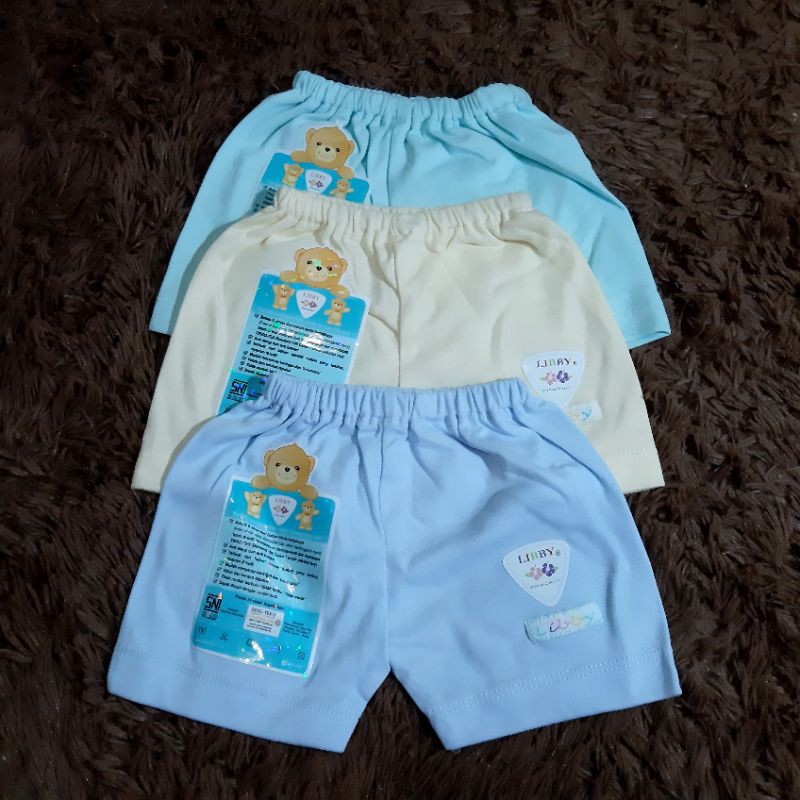 3 pcs Celana Pendek bayi Newborn 0-3 bulan merk Libby