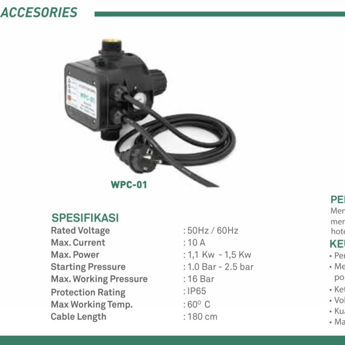 WASSER WPC 01 automatic pump pressure control APC otomatis pompa air