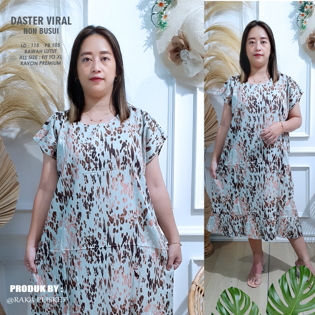 DASTER RUFFLE | DASTER VIRAL MOTIF | DASTER KEKINIAN | DASTER RAYON MURAH BAWAH LUTUT NON BUSUI-MOTIF 18