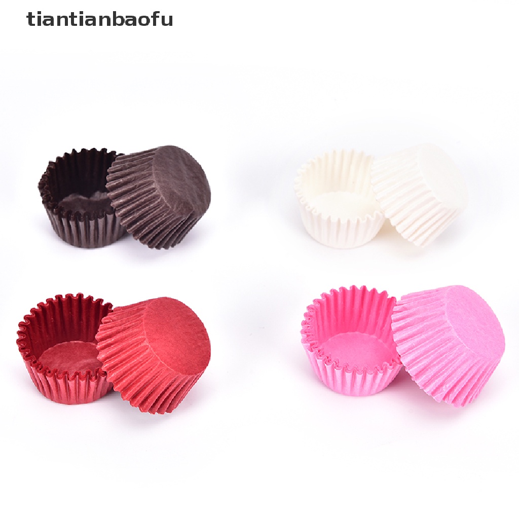 [tiantianbaofu] 500PCS Mini Chocalate Paper Liners Baking Cupcake Cases Muffin Cake Solid Color Boutique