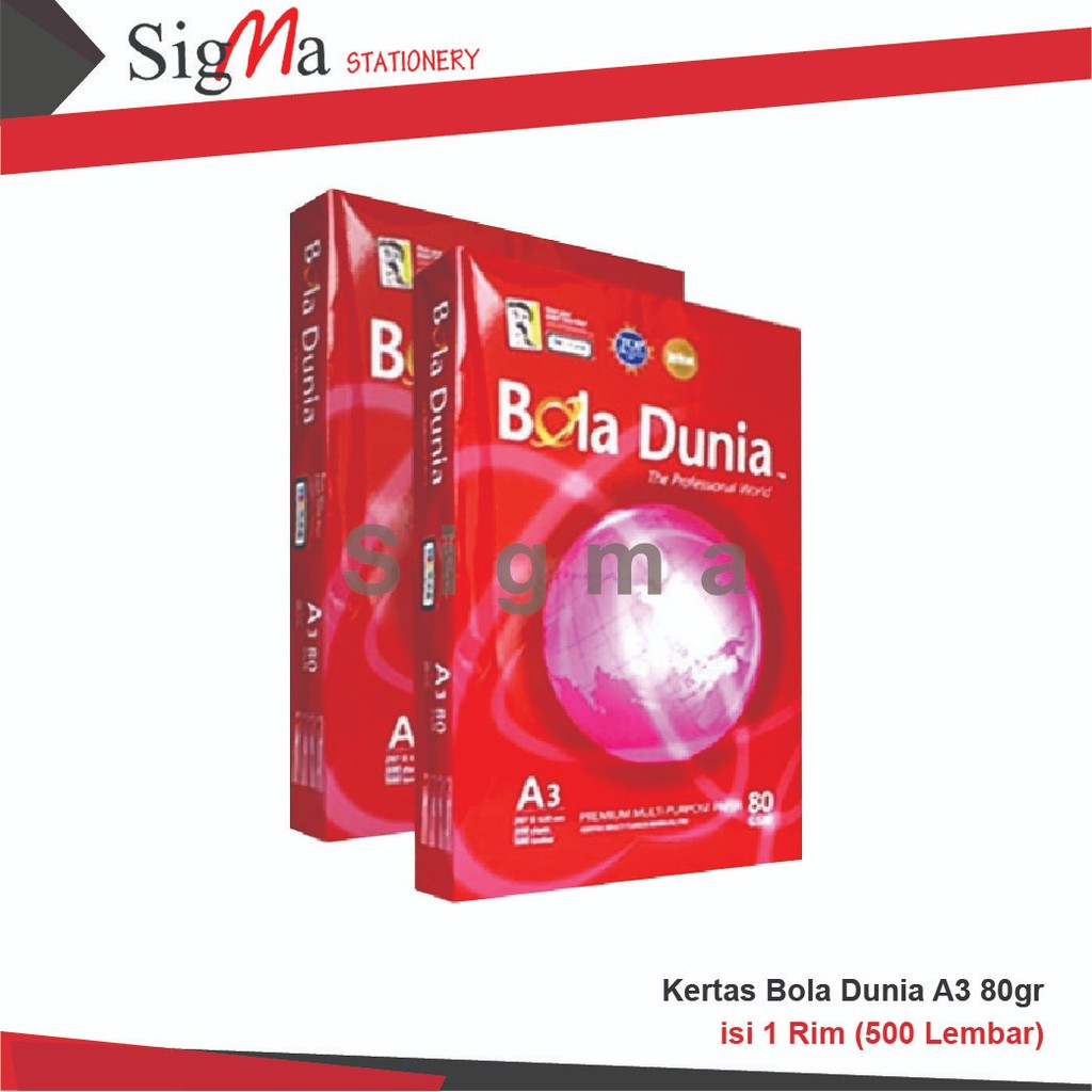 

Kertas HVS A3 80 gram BOLA DUNIA (Rim)