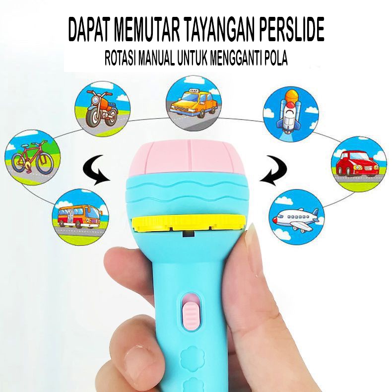 Mainan Anak Senter Lampu Proyektor Gambar Kartun | Fun Flashlight | Mainan Edukasi Anak