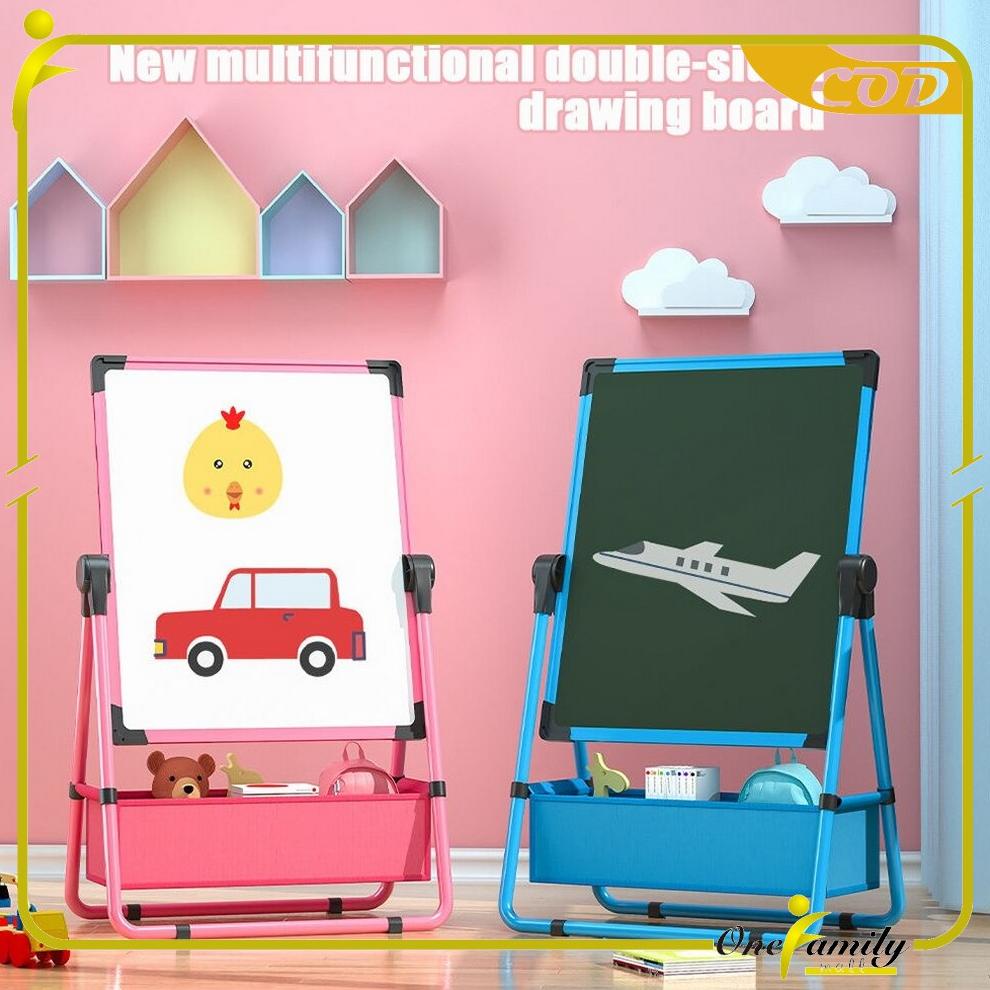 

((BISA COD)) ONE-M133 Papan Tulis Anak Magnetic Multifungsi +Keranjang Drawing Board Anak 2 Sisi