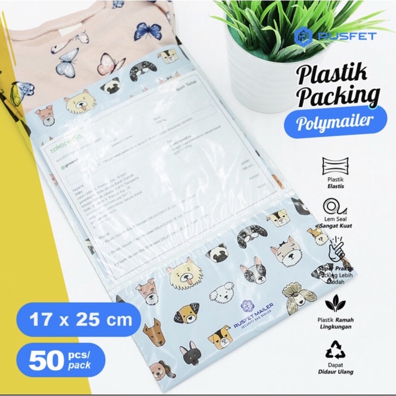

Amplop plastik polymailer doggy friends 17 cm x 25 cm