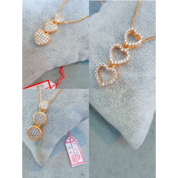 (3 Model) Kalung Liontin Susun 3 Premium Lapis Emas