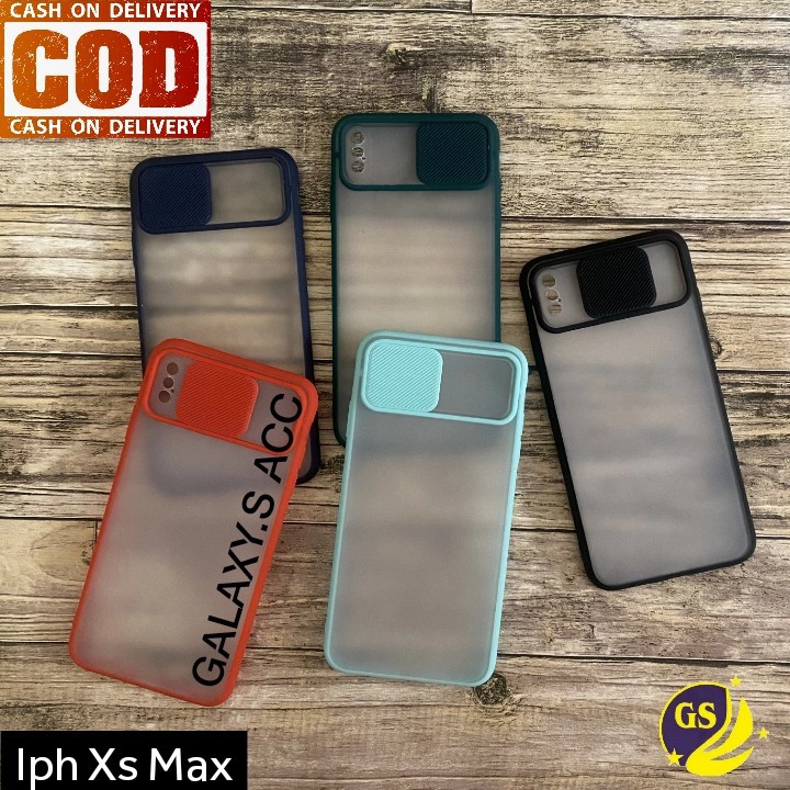 Iphone 6 6G 6s 7 7G 8 Plus X XR XS MAX SLIDE CASE PROTECTION CAMERA MATTE CANDY SLIDING PELINDUNG KAMERA