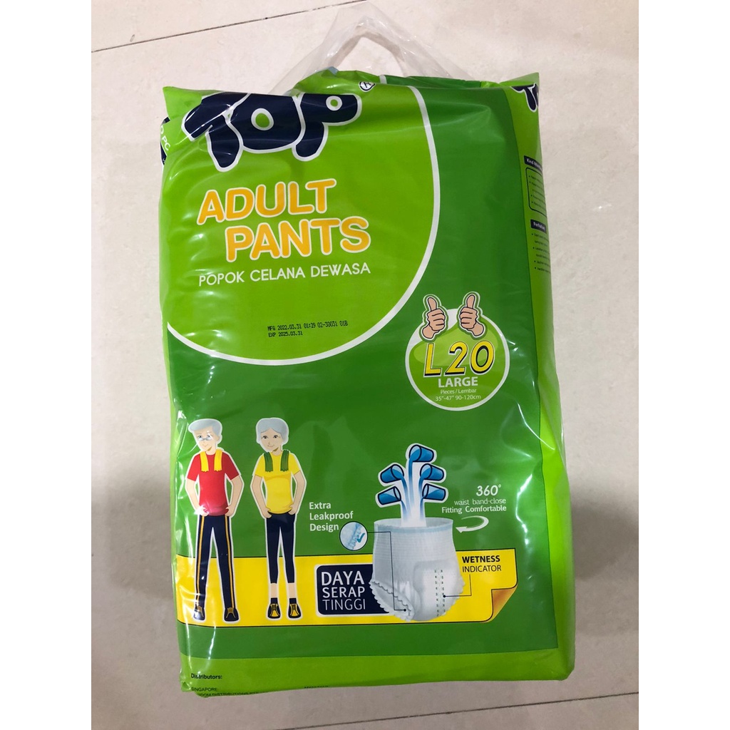 TOP Adult Diapers Pants L20 Popok Celana Dewasa L isi 20