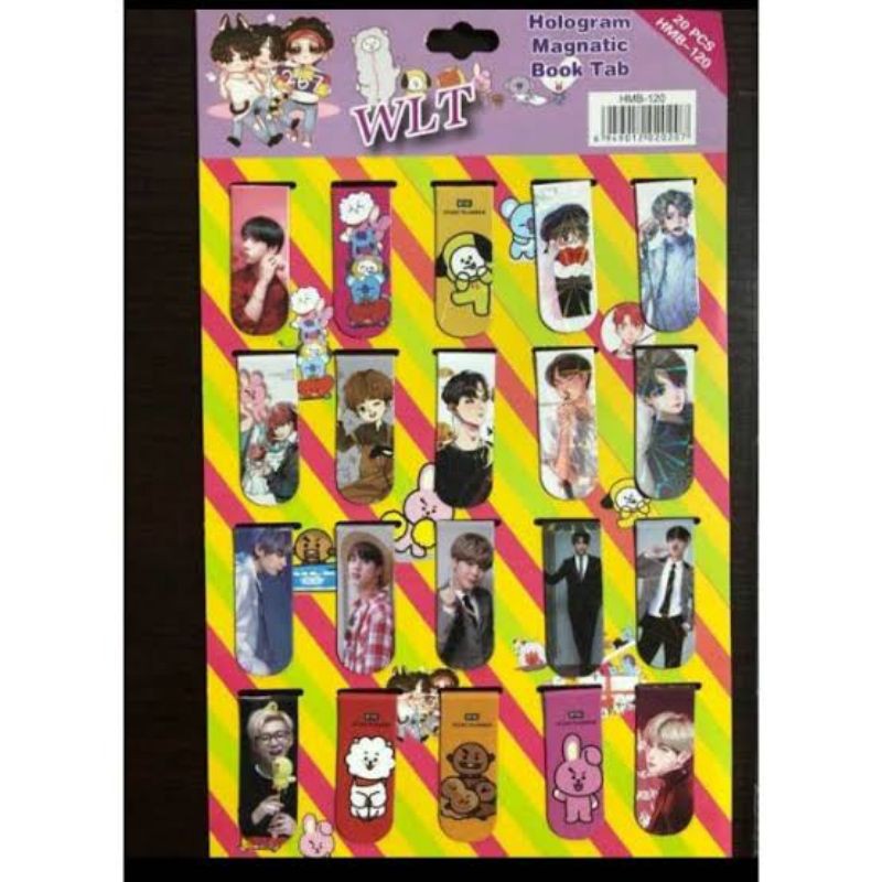 1 PAK ISI 20 PCS PEMBATAS BUKU BTS MAGNET / MAGNETIC HOLOGRAM