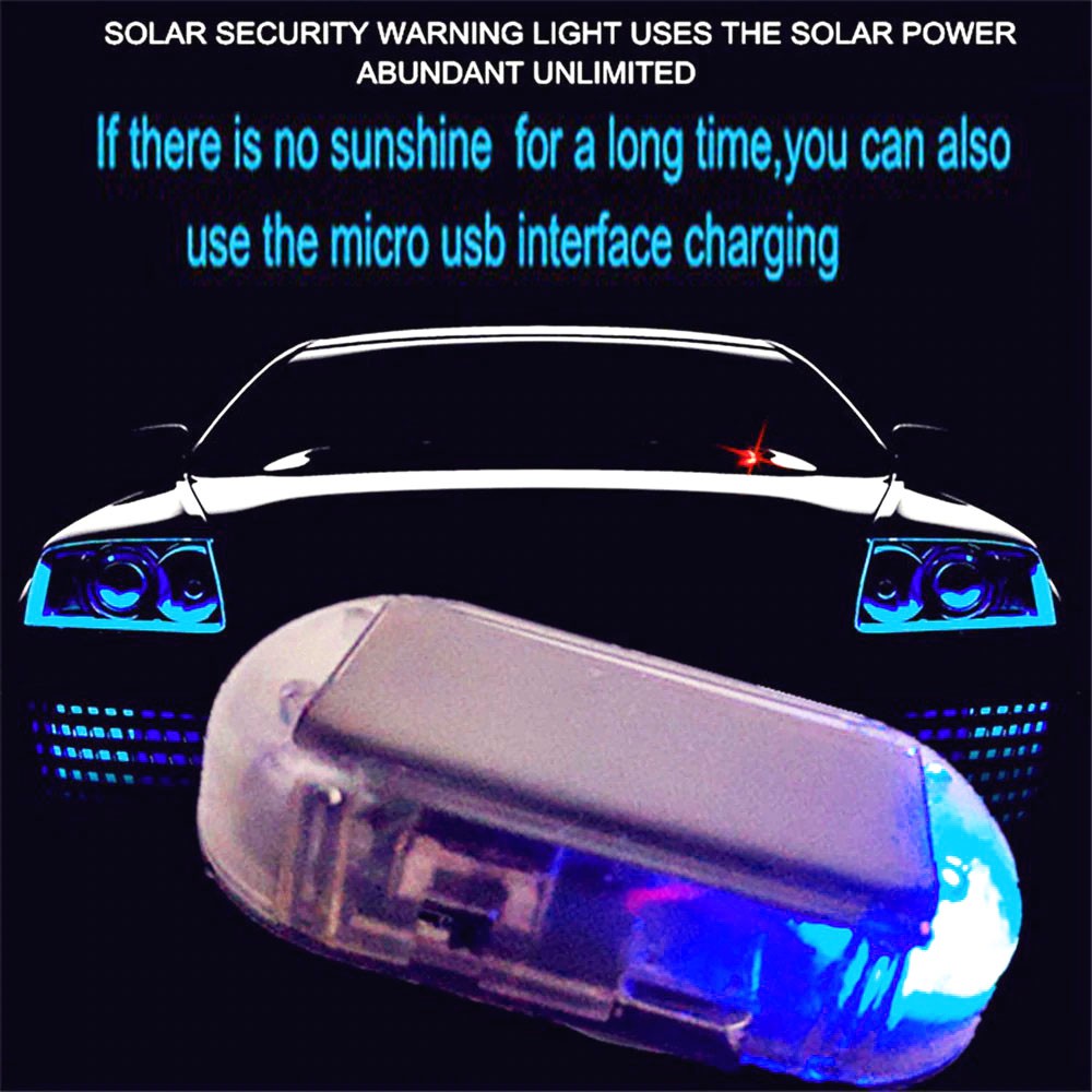 Mobil Solar Power Led Palsu Dummy Alarm Peringatan Keamanan Anti-Theft Flashing Light