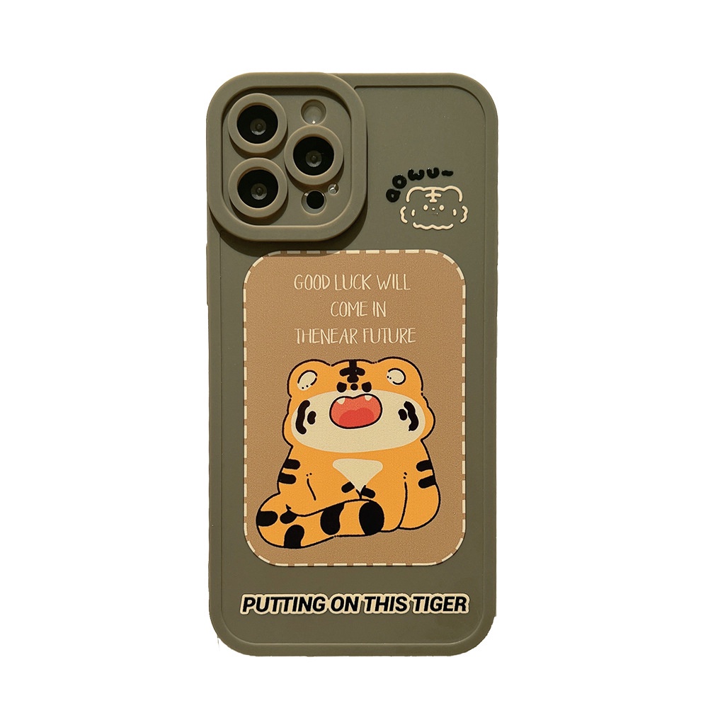 IPHONE Kartun Lucu Harimau Beruntung Penuh Pelindung Lembut Silikon Ponsel Case Cover Untuk Iphone7 8 PLUS X XR XS 11 12 13 14 MINI PRO MAX SE 2020