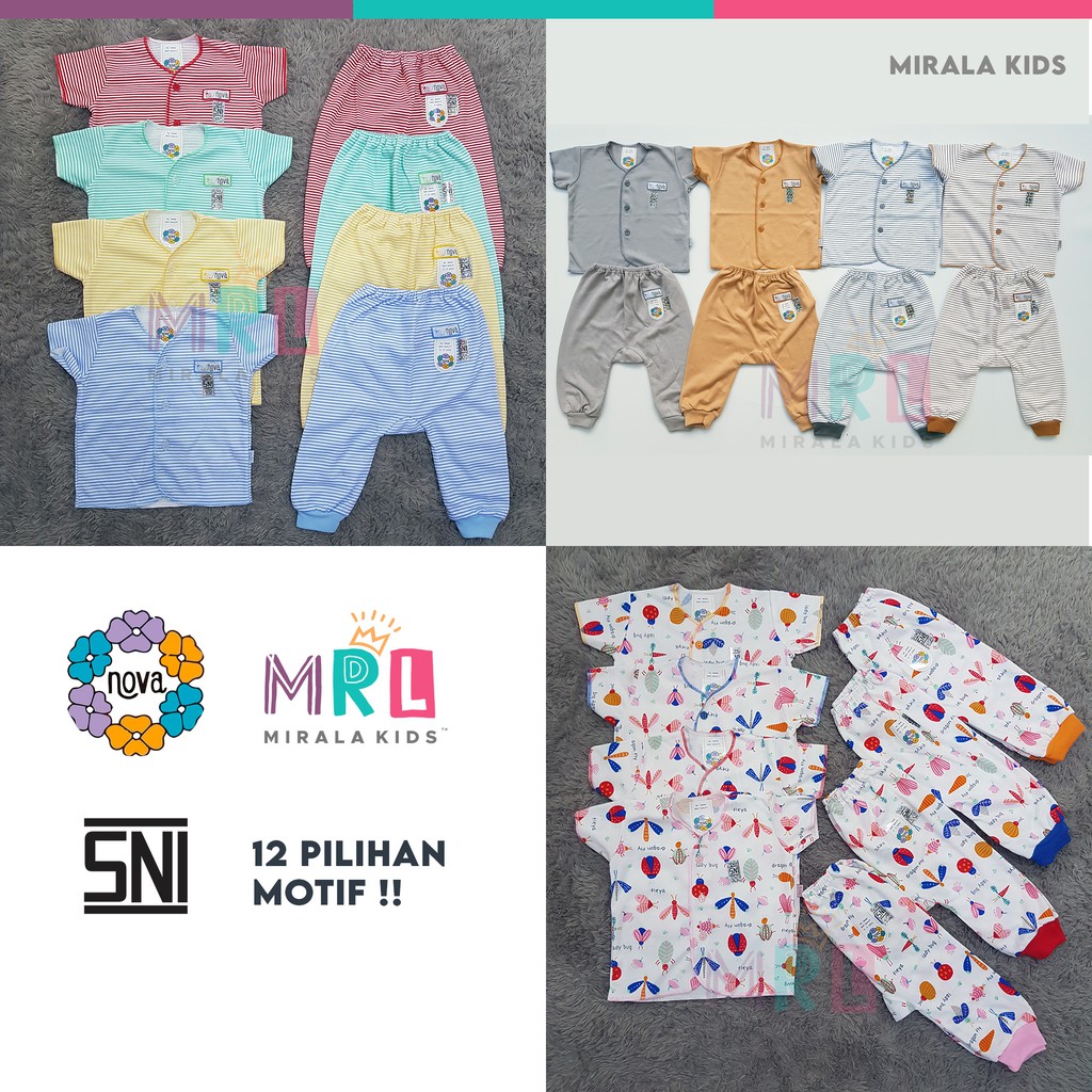 Nova Setelan Baju Pendek dan Celana Panjang Bayi SNI - Abu Coklat Series