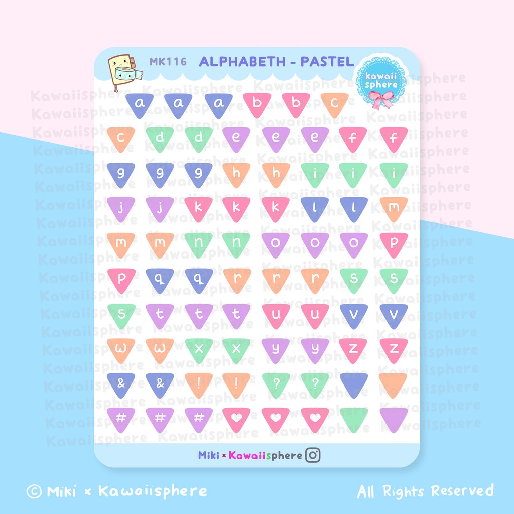 

Alphabet Pastel | Planner Sticker Huruf Abjad MK116 | Writable Waterproof