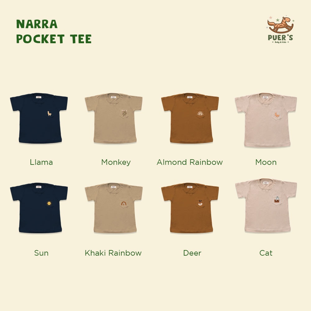 KAOS BAYI DAN ANAK MOTIF ANIMAL PUER'S NARRA (KAOS POCKET ANAK/KAOS KANTONG ANAK)