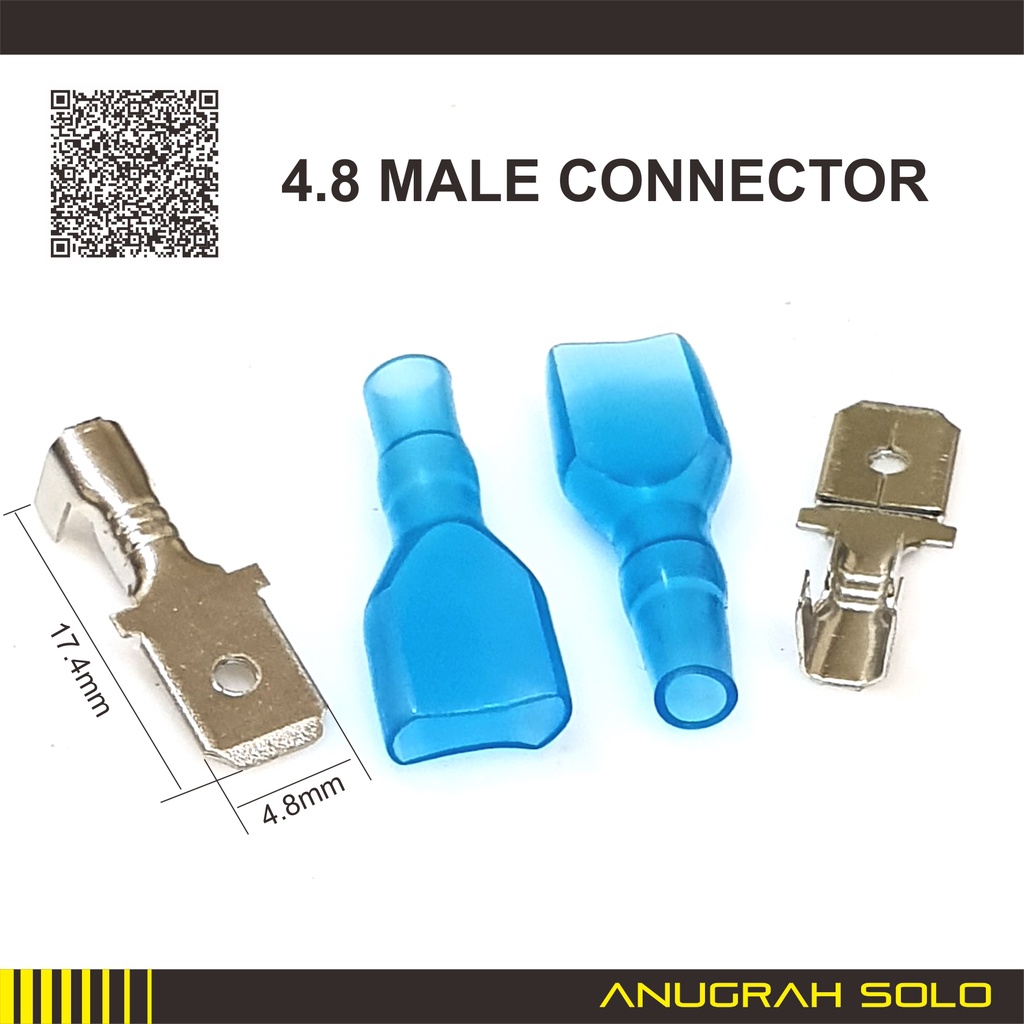 Skun Male 4.8 Brass Chrome TANGGUNG 50 Set Dengan Sleeve Biru