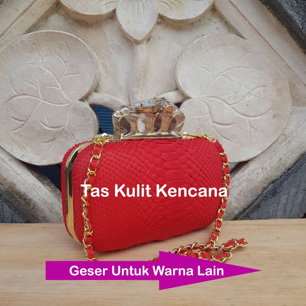 Clutch Kulit Ular Asli Buckle Size 18 Handmade Asli Bali