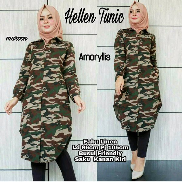 TERUPDATE Baju Wanita Army - Baju Atasan Wanita Helen Tunik BL TERMURAH