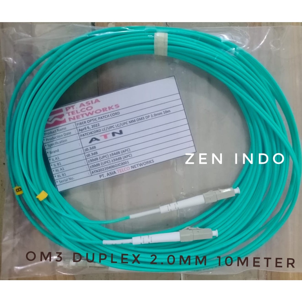 Patchcord Patch Cord OM3 LC/UPC-LC/UPC Multimode Duplex 2.0mm Fiber Optic Fiber Optik