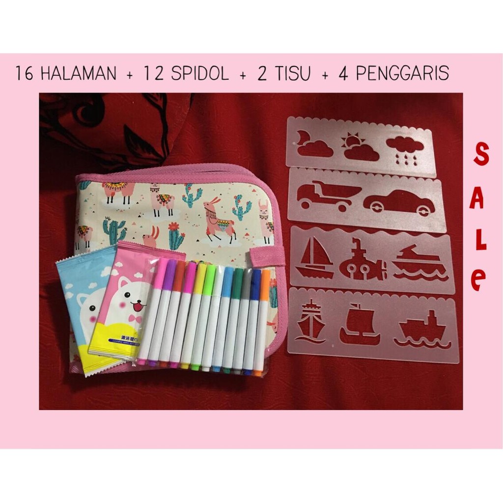 

SALE‼️ 16 Halaman 12 Spidol PC Buku Gambar Portable / Chalk Doodle Book / Buku Wipe and Clean