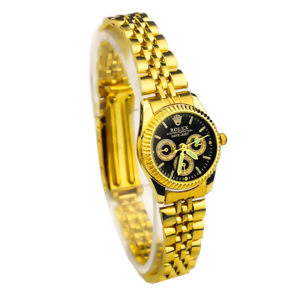 WBS  JAM TANGAN COUPLE FREE BATERAI ✅COD ROLEX RANTAI CHRONO IMPORT GROSIR MURAH SPORT  CASUAL PASANGAN PRIA WANITA ANAK REMAJA DEWASA RX004-WANITA GOLD PLAT HIT