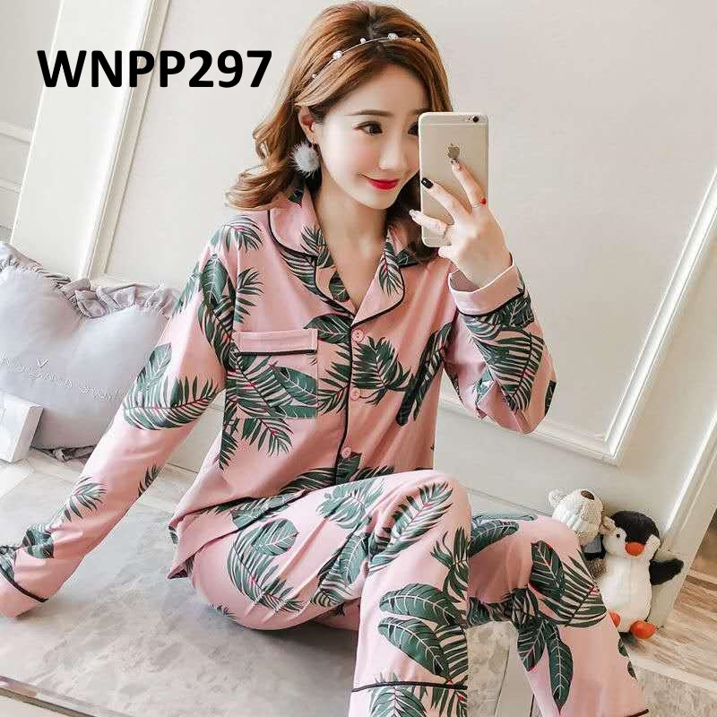 Piyama Wanita Kancing Depan Forest Green Pink