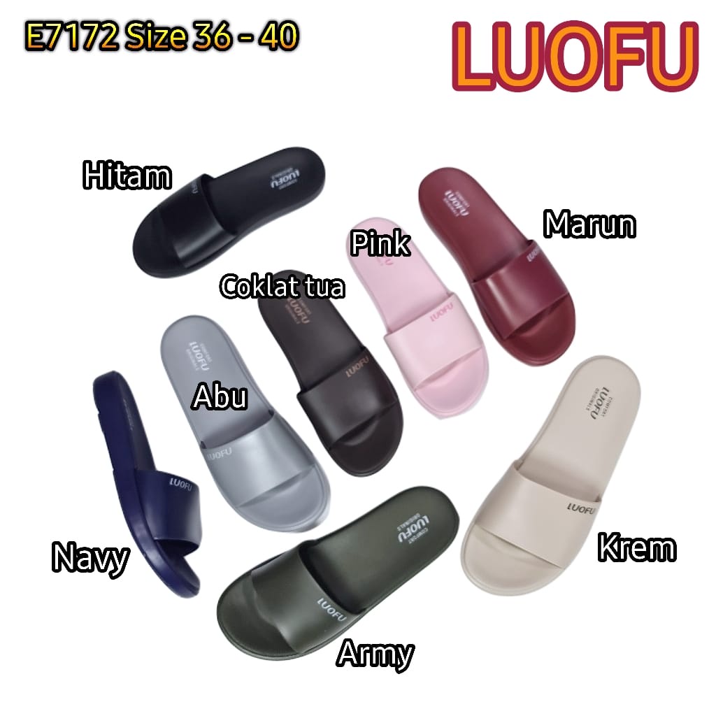 LUOFU ORIGINAL jelly sandal karet empuk murah selop wanita sendal slide kokop cewek import e7172