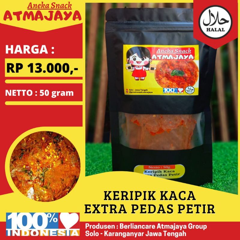 

KERIPIK KACA EXTRA PEDAS PETIR/ANEKA SNACK ATMAJAYA/SNACK MURAH/GROSIR SNACK/SNACK KILOAN/KERIPIK PEDAS