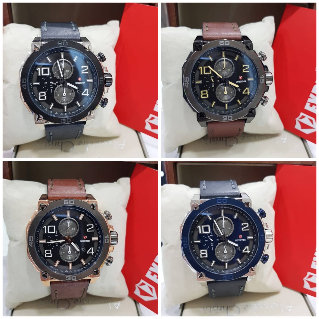 Jam Tangan Pria Original Expedition E 6766 E6766 Sport Leather Chronograph Garansi Resmi 1 Tahun