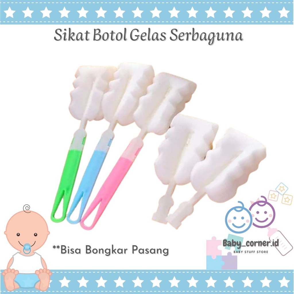 pembersih botol susu bayi | sikat botol gelas serbaguna |bongkar pasang