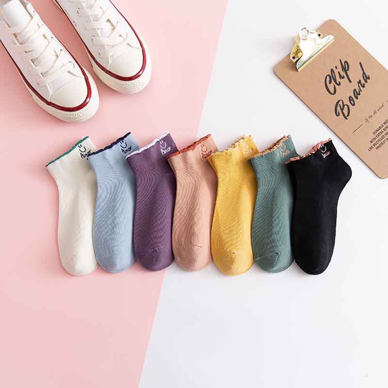 BV.ID KK815 Kaos Kaki Wanita Motif EMOJI SMILE Kaos Kaki Pendek Fashion Korean Unisex Semata Kaki Socks Import Ankle