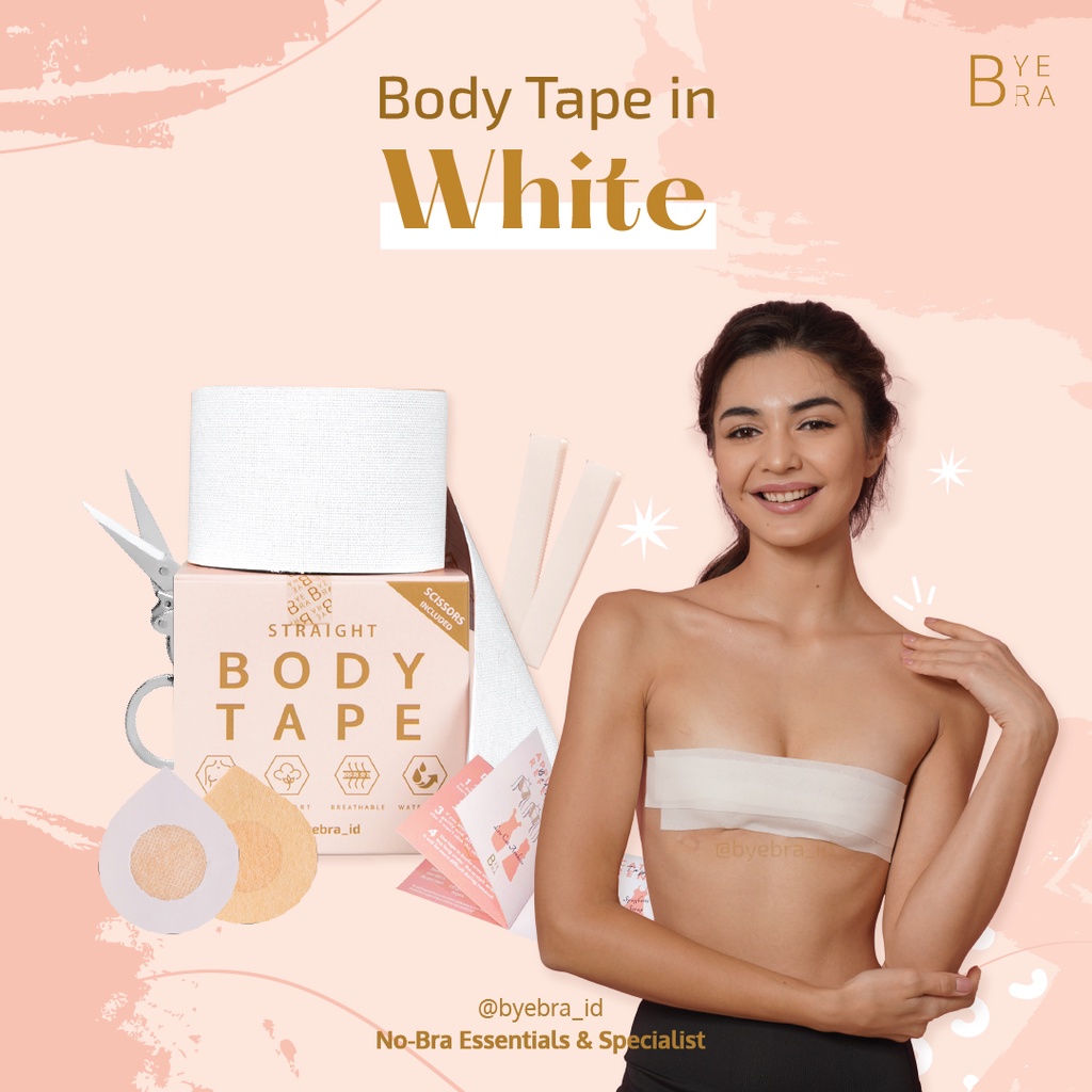 Bye Bra BODY TAPE Free NIPPLE COVER & FASHION TAPE / Pengganti BRA - ByeBra-White