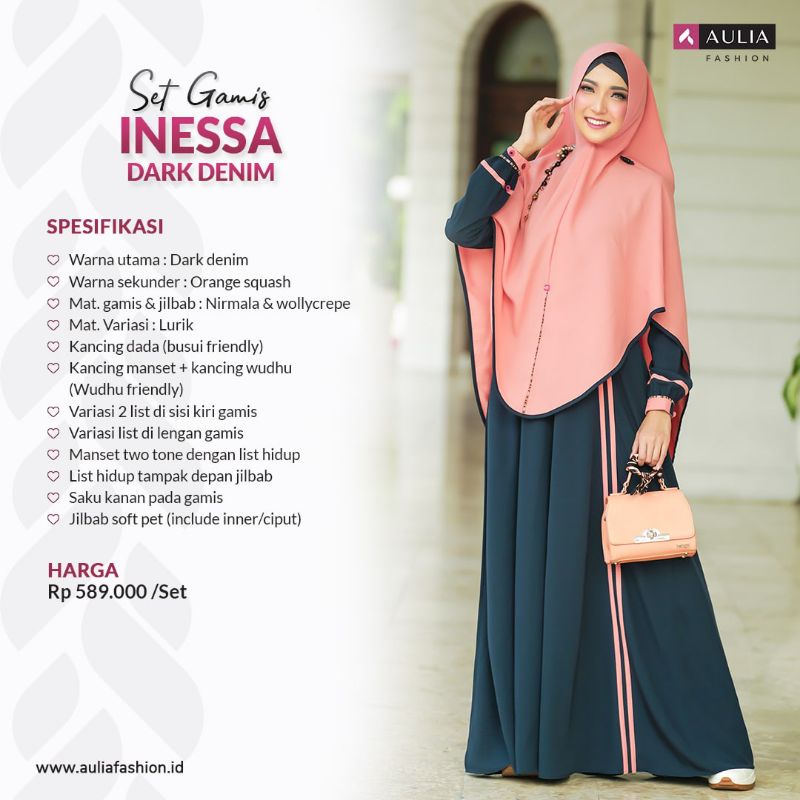 AULIA SET INESSA DARK DENIM GAMIS MODIS MODEL TERBARU 2022