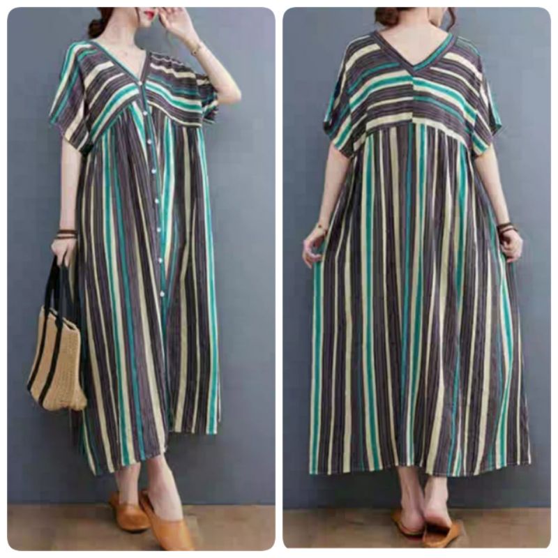 MDLV ~ 63004# Airvania Loose Dress  Maxi Dress Salur Jumbo Import