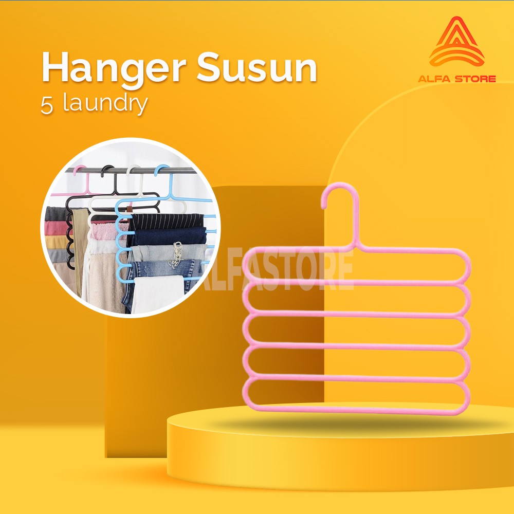 Hanger susun 5 laundry gantungan Pakaian multifungsi Scarf