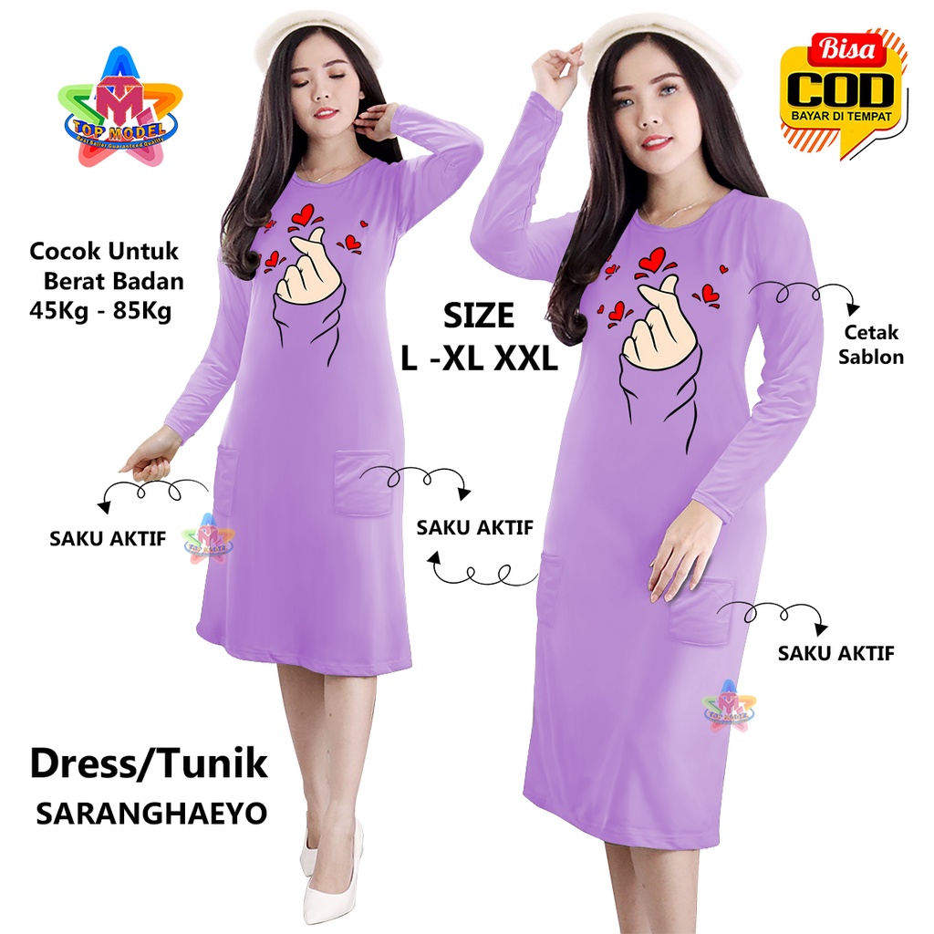 Tunik Wanita Long Drees SARANGHAEYO TOP MODEL 0007 BISA COD &amp; Gratis Ongkir Tunic Bahan Fleece terry,dewasa, Dress Daster santai Perempuan Santai Baju Tidur Baju Selutut Daster ABG Dewasa Baju Kekinian Baju Terbaru Baju Terlaris Dres Paling Tren Daster CW