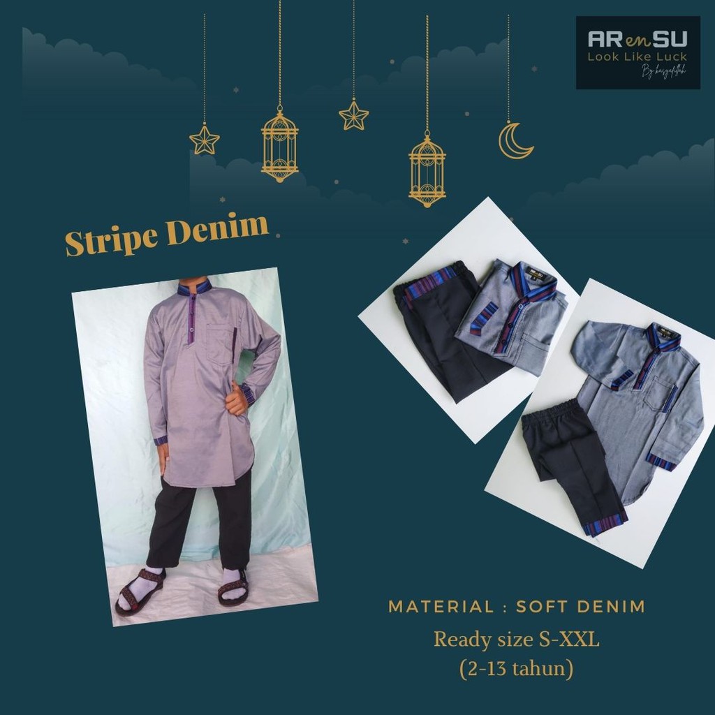 Setelan Koko Anak Aiman denim