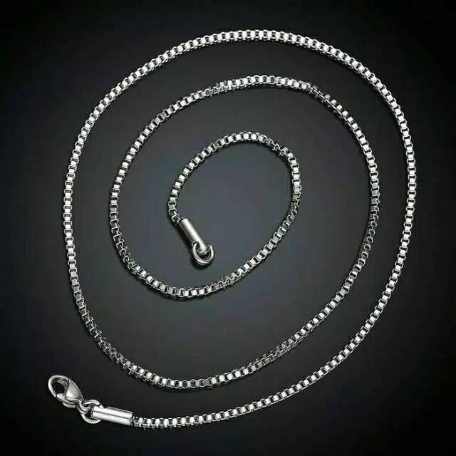 Kalung titanium model itali panjang 45cm|50cm|60cm warna silver