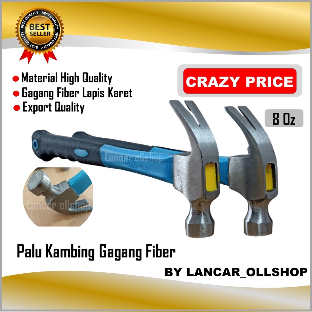 Palu kambing gagang fiber biru 8 oz