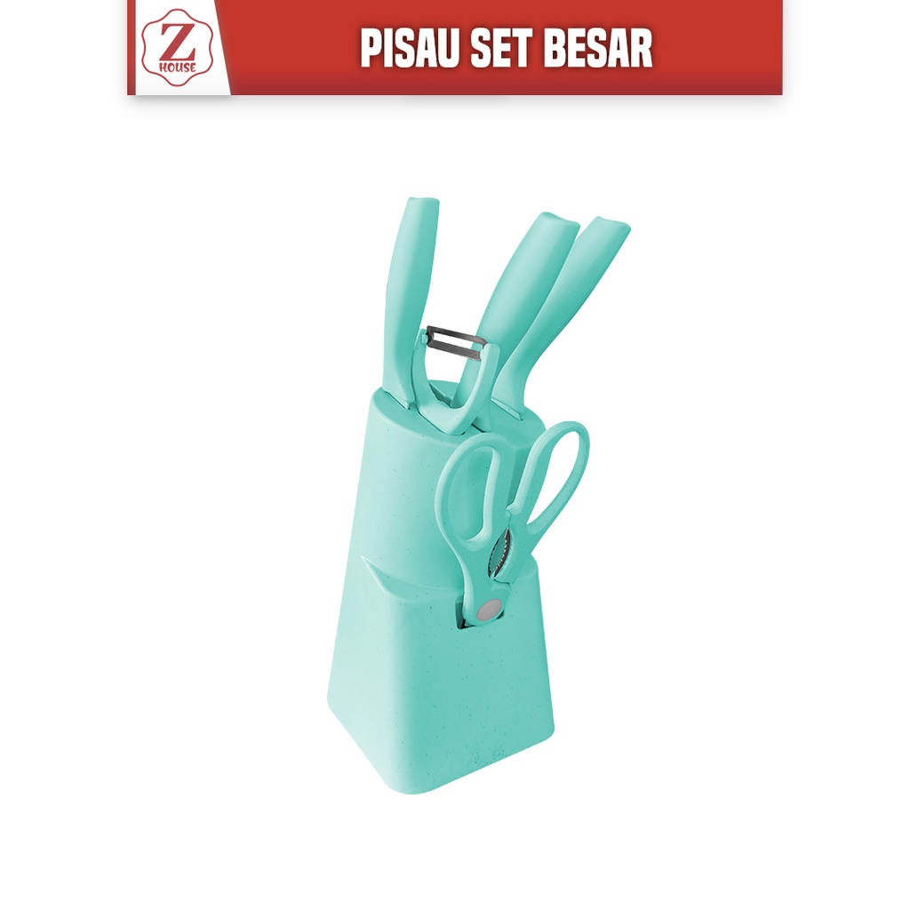 Pisau Set Warna Set 6 In 1 Pisau Set Warna Pastel Dengan Wadah Kitchen Knife 6 In 1 Dengan Wadah Berkualitas Pisau Dapur