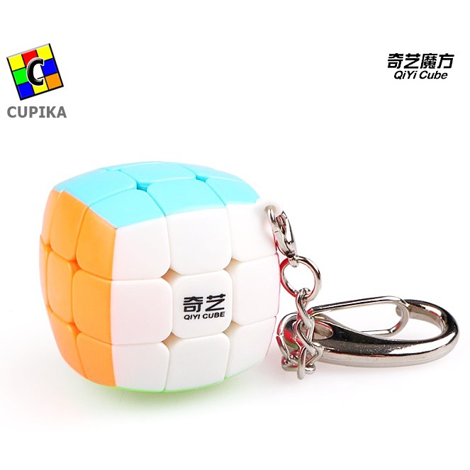 Rubik 3x3x3 Qiyi Gantungan Kunci 3x3  3 cm Model cembung/Pillow Stickerless Lucu Murah