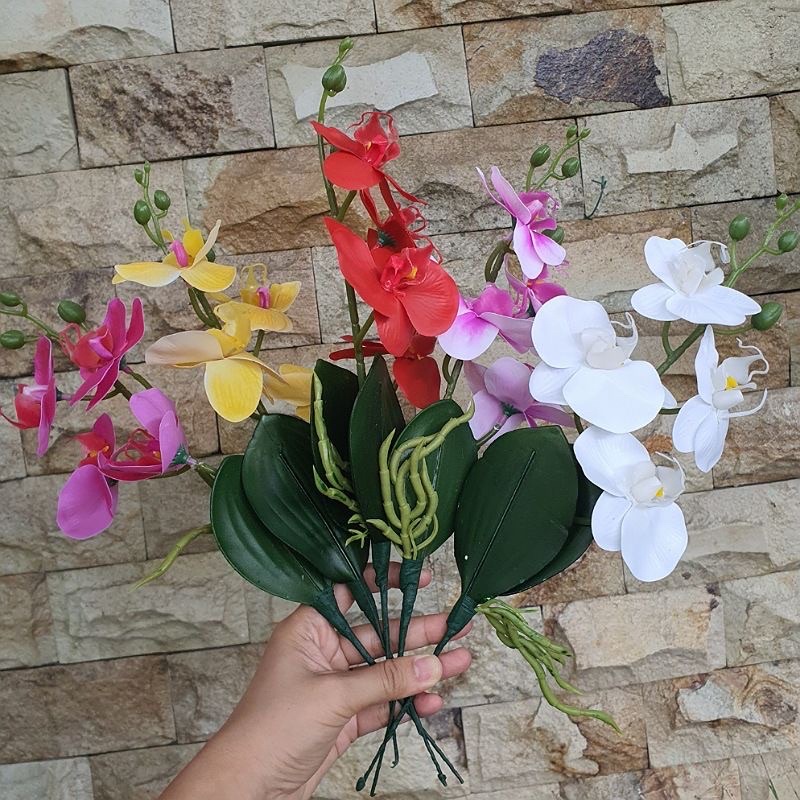 Anggrek Premium bahan Latex Bunga Orchid Artificial Anggrek Hias