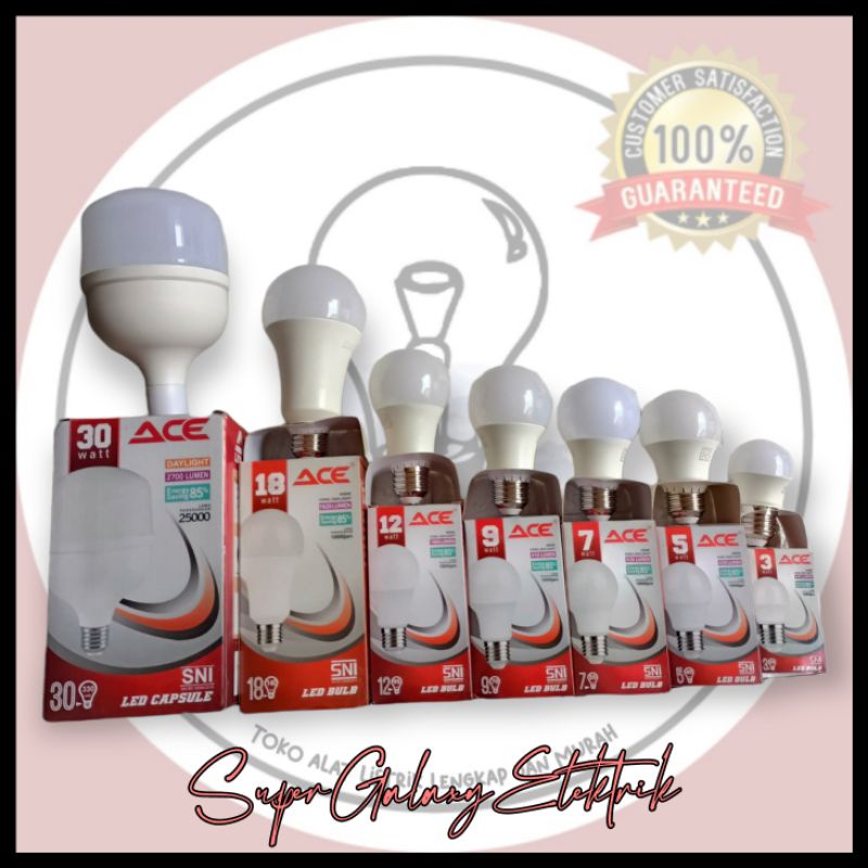 Led Bulb Ace 3w , 7w,  9w 15w 18w//Lampu Led ACE
