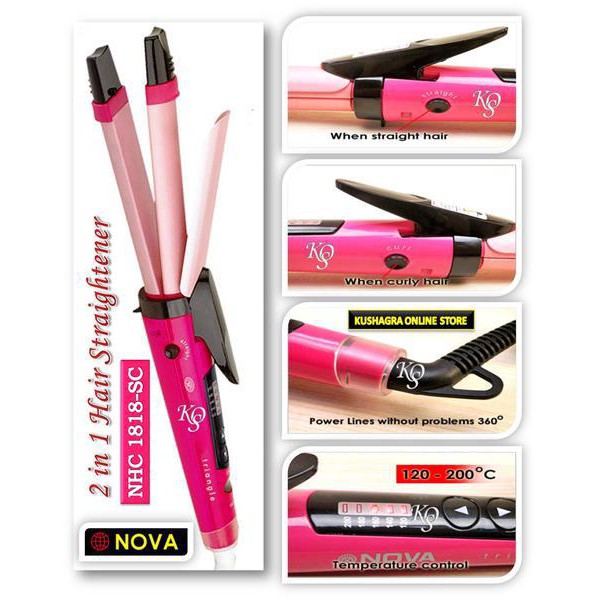 Catokan Nova 2 In 1 Keriting Dan Lurus | Hair Curler &amp; Strightener Nhc 1818-Sc