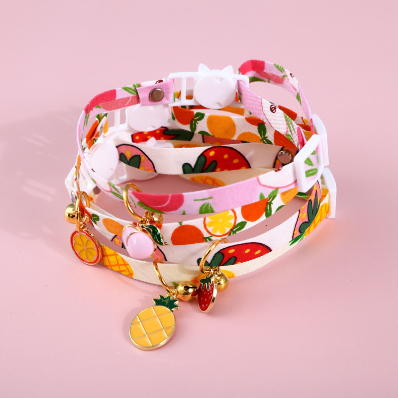 Kalung Collar Adjustable Dengan Buckle Bentuk Buah Nanas Strawberry Untuk Anjing / Kucing