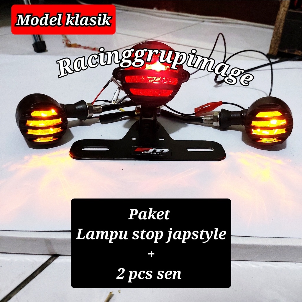 Paket LAMPU STOP REM SEN JAPSTYLE bulat acipi POLOS klasik MURAH japs