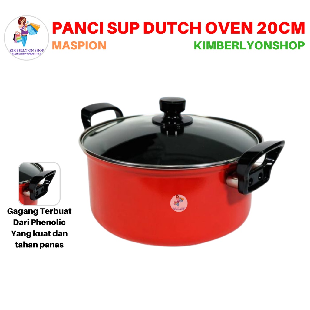 Panci Dutch Oven 20 cm Serbaguna Ebonit Handle Maspion Anti Lengket