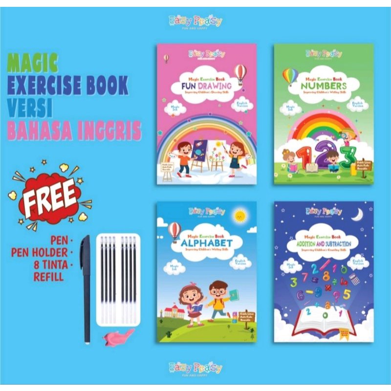 Mainan Edukasi Buku Belajar Menulis Huruf Angka Magic Exercise Book