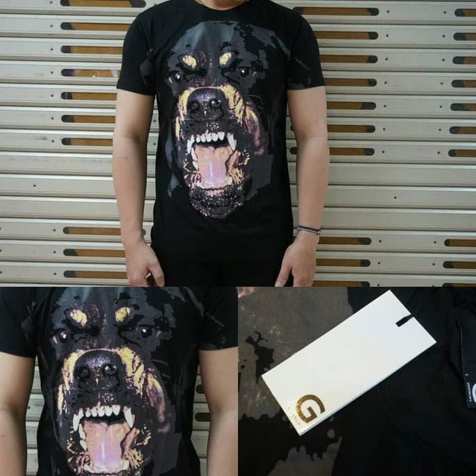 kaos GIVENCHY black ROTTWEILER print unisex mirror 1:1 - Hitam, M